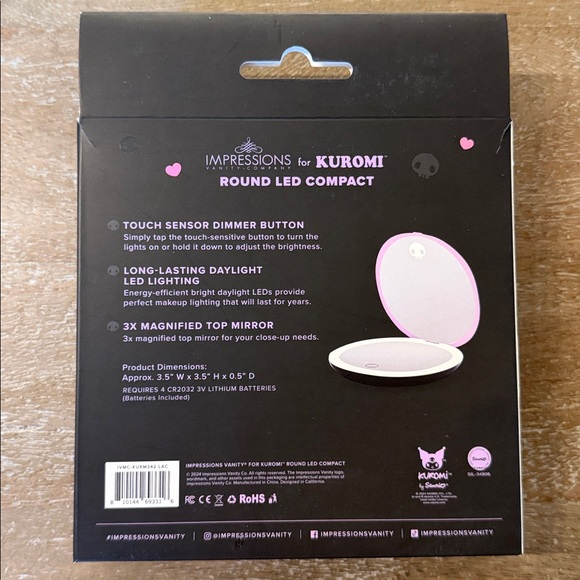 Impressions Kuromi™ Round LED Compact Mirror - Picture 5 of 6